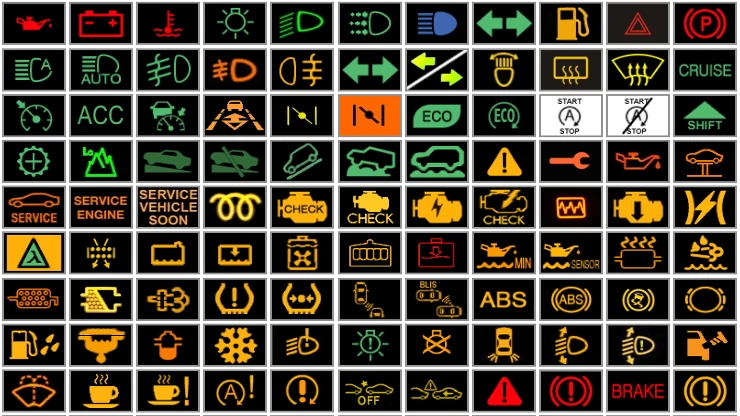 piktogramy i kontrolki w samochodach - opis i znaczenie