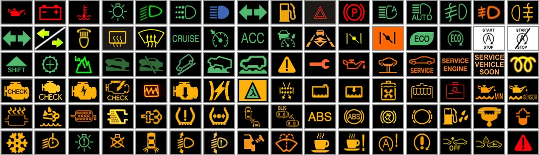 piktogramy i kontrolki w samochodach