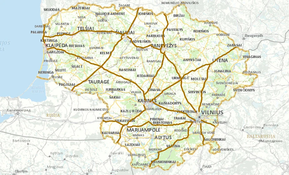 Litwa mapa dróg ekspresowych i autostrad